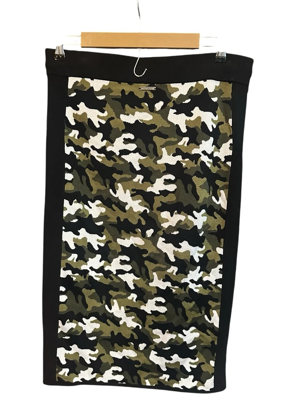 Michael Michael Kors Knit Camo Pencil Skirt Black Green Size L